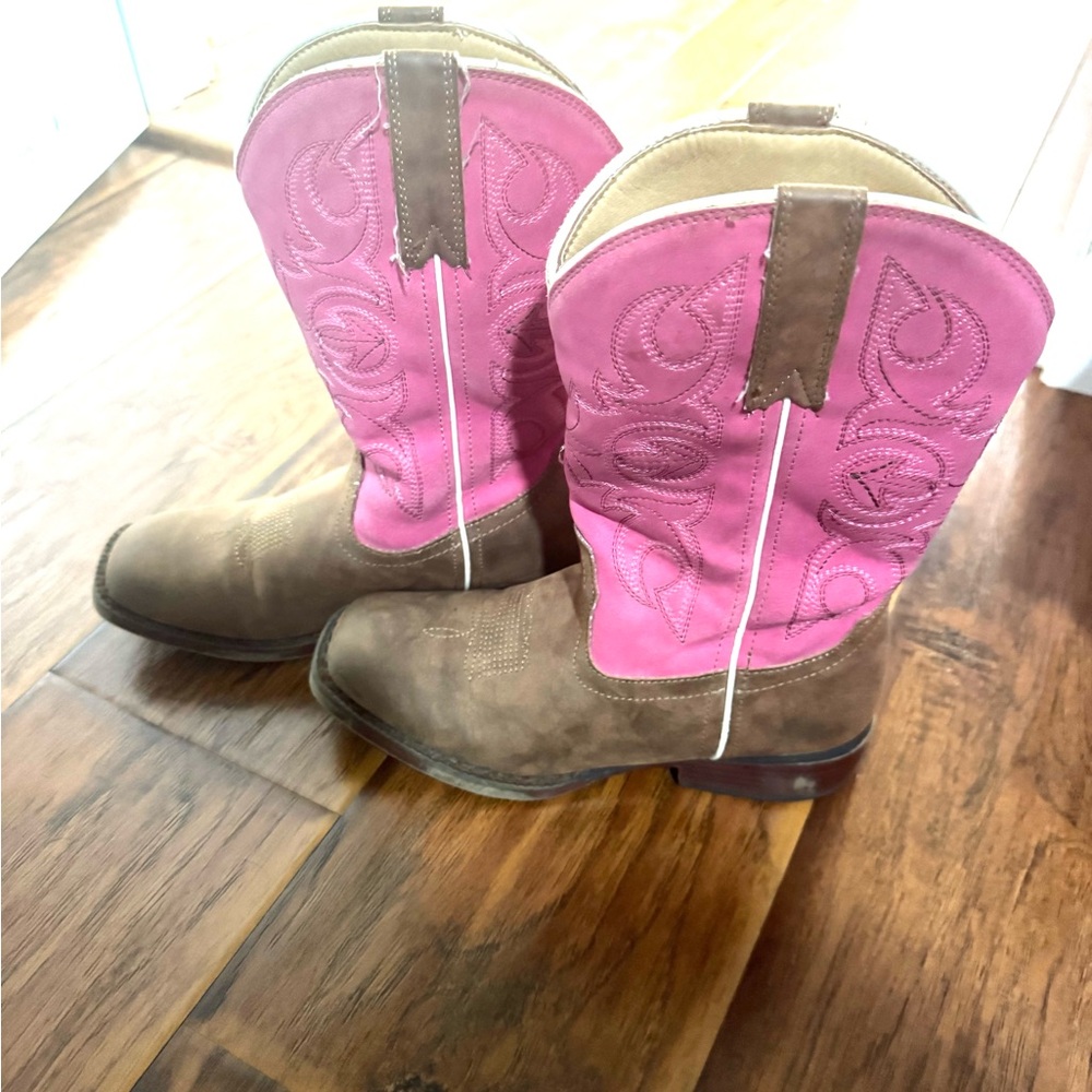 Roper Kids Boots Pink and Brown